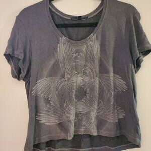 crop, graphic tee, wings